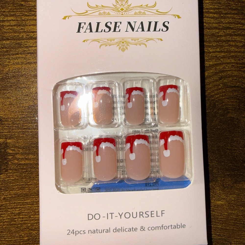 Christmas Red Tip Press-On Nail Set 24 pcs
